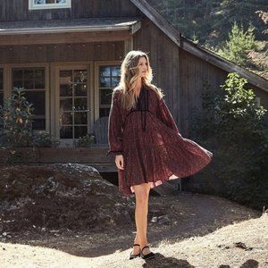 DOEN Azalea Dress in Aubergine Prairie Paisley XS
